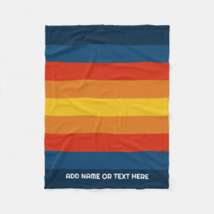 Retro Sunset Stripes with Simple Sans Serif Name Fleece Blanket