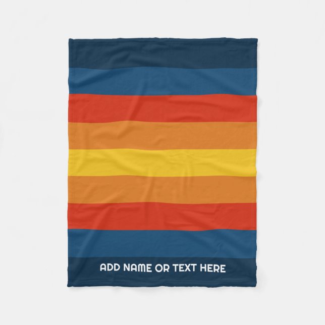 Retro Sunset Stripes with Simple Sans Serif Name Fleece Blanket (Front)