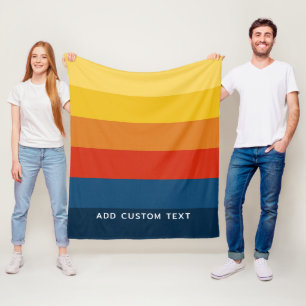 Retro Sunset Stripes with Simple Sans Serif Name Fleece Blanket