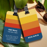 Retro Sunset Stripes with Simple Sans Serif Name Luggage Tag<br><div class="desc">Rugby Stripes - A preppy pattern with bold stripes and a name. If your art still needs to be adjusted,  click on the Customize This button. This will take you to a design area where you can move things around and even change colours!</div>