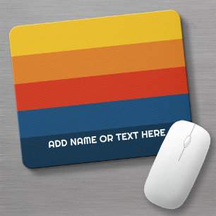 Retro Sunset Stripes with Simple Sans Serif Name Mouse Pad
