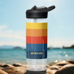 Retro Sunset Stripes with Simple Sans Serif Name Water Bottle<br><div class="desc">Rugby Stripes - A preppy pattern with bold stripes and a name. If your art still needs to be adjusted,  click on the Customize This button. This will take you to a design area where you can move things around and even change colours!</div>