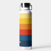 Retro Sunset Stripes with Simple Sans Serif Name Water Bottle (Back)