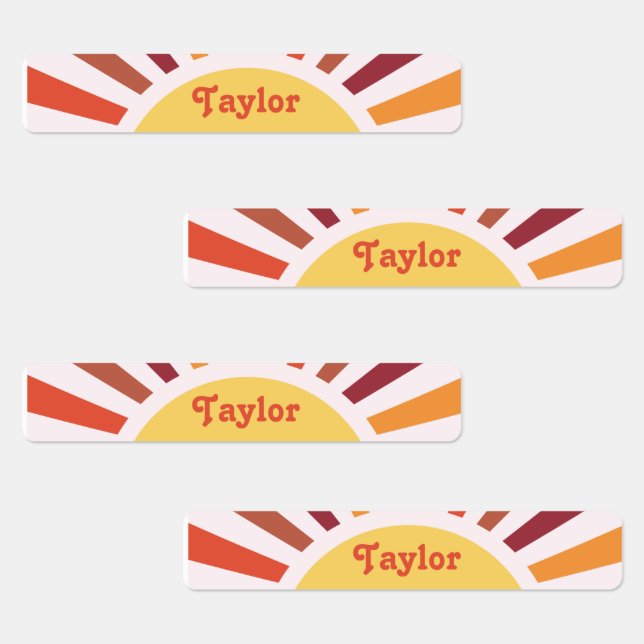 Retro Sunset Sun Rays Personalized Name (Group)