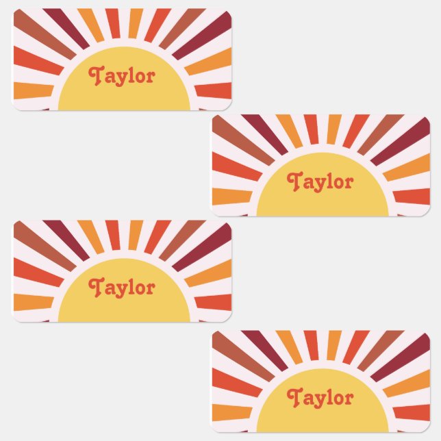 Retro Sunset Sun Rays Personalized Name (Group)