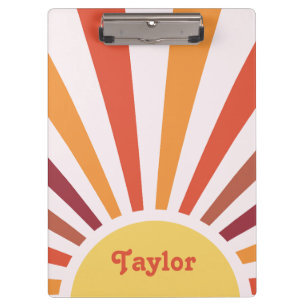 Retro Sunset Sun Rays Personalized Name Clipboard