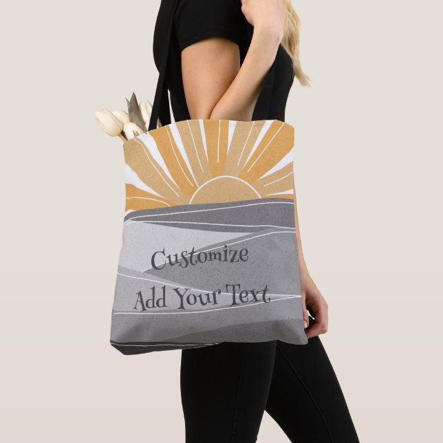 Retro Sunset Sunrise Sun rising Custom Tote Bag (Close Up)