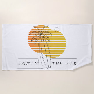 Retro Sunset Surfboard Minimalist Salt In The Air  Beach Towel