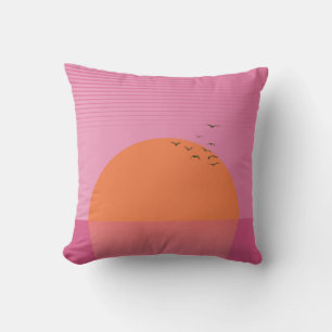 Retro Sunset Throw Pillow