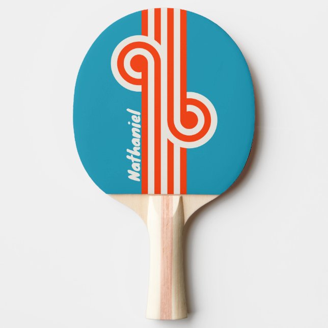 Retro Sunset Tide Rush Loop with Name Ping Pong Paddle (Front)