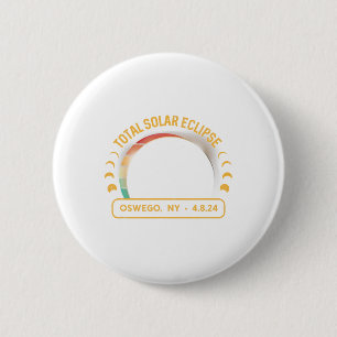 Retro Sunset Total Solar Eclipse Oswego New York 2 Inch Round Button