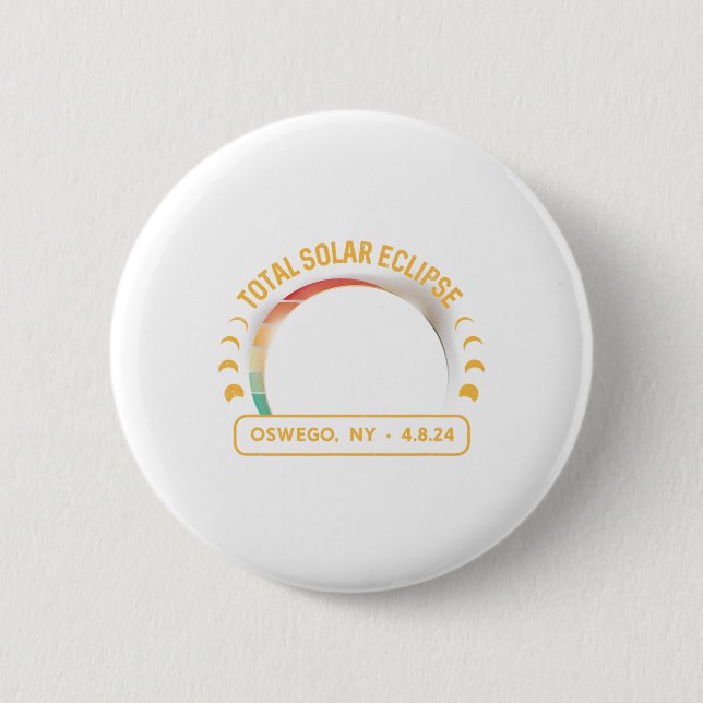 Retro Sunset Total Solar Eclipse Oswego New York  2 Inch Round Button (Front)