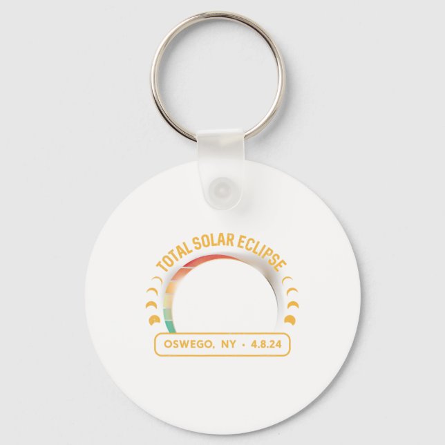 Retro Sunset Total Solar Eclipse Oswego New York  Keychain (Front)