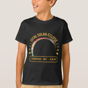 Retro Sunset Total Solar Eclipse Oswego New York T-Shirt