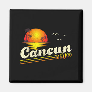 Retro Sunset Tropical Summer Vacation Cancun Beach Magnet