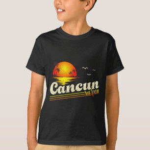 Retro Sunset Tropical Summer Vacation Cancun Beach T-Shirt