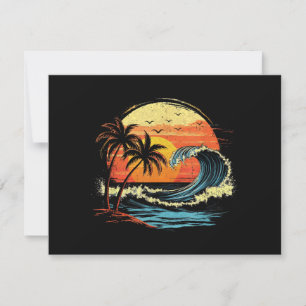 Retro Sunset Tropical Vintage Beach Palm Tree for  Save The Date