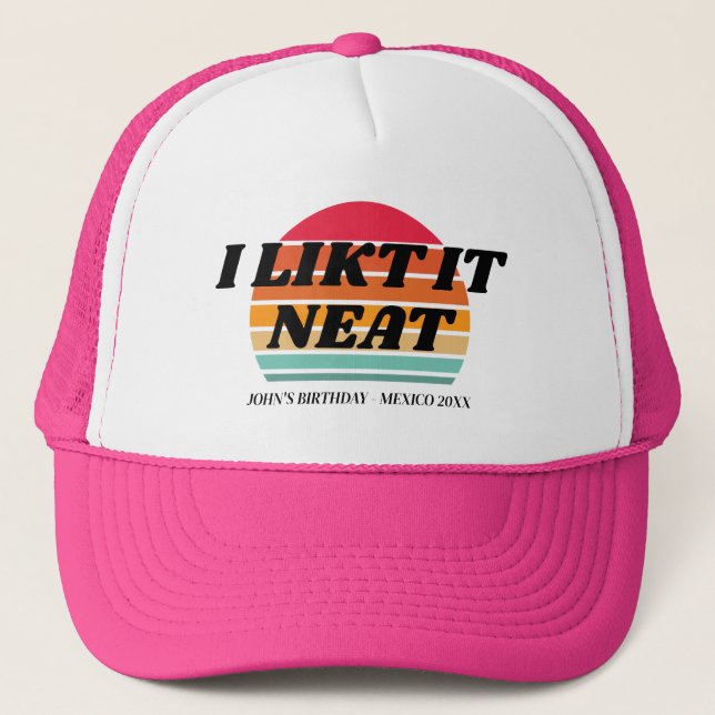 Retro Sunset Vacation 50 60th 70th Birthday Squad Trucker Hat (Front)