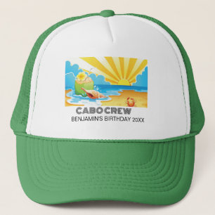Retro Sunset Vacation Birthday Trip 90's Bday Crew Trucker Hat