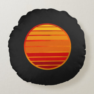 Retro Sunset Vibes Aesthetic Round Pillow