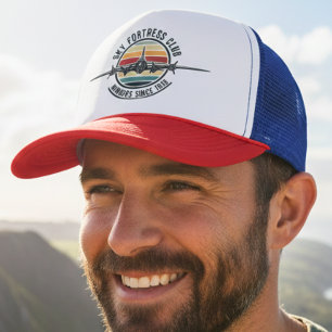 Retro Sunset Vintage B-17 Aviation Trucker Hat