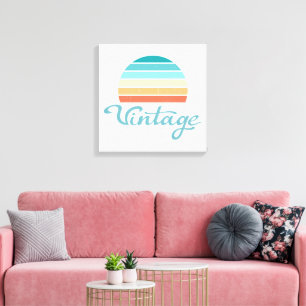 Retro Sunset+Vintage Script Distressed Canvas Print