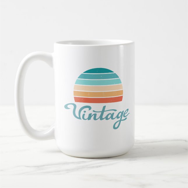 Retro Sunset+Vintage Script Distressed Coffee Mug (Left)