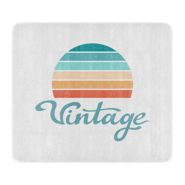 Retro Sunset+Vintage Script Distressed Cutting Board (Front)