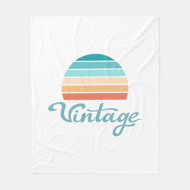 Retro Sunset+Vintage Script Distressed Fleece Blanket (Front)