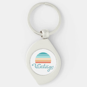 Retro Sunset+Vintage Script Distressed Keychain