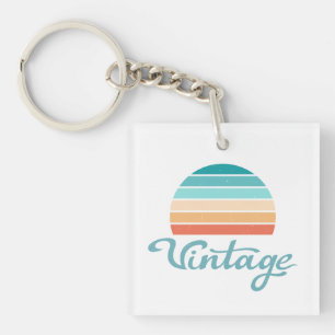 Retro Sunset+Vintage Script Distressed Keychain
