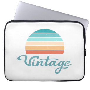 Retro Sunset+Vintage Script Distressed Laptop Sleeve