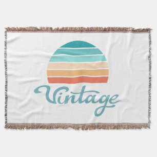 Retro Sunset+Vintage Script Distressed Throw Blanket