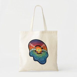 Retro Sunset Wave Vinyl Aesthetic Tote Bag