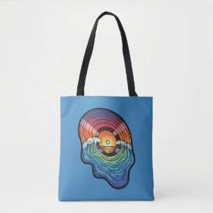 Retro Sunset Wave Vinyl Aesthetic Tote Bag