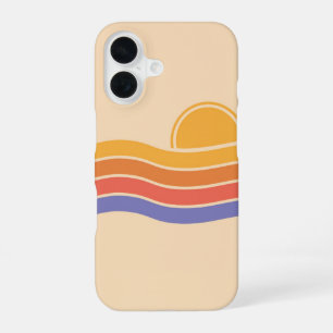 Retro Sunset Waves iPhone 16 Case