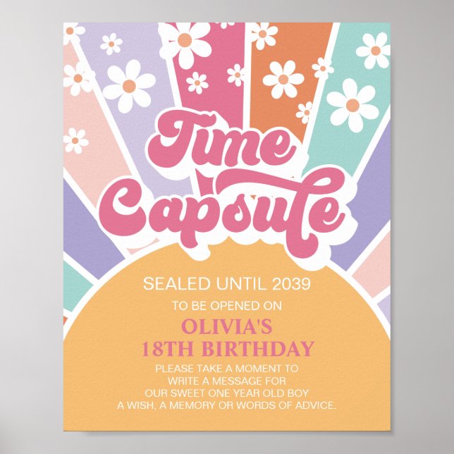 Retro Sunshine 1st Birthday Time Capsule Poster (Front)