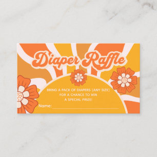 Retro Sunshine Diaper Raffle Ticket 60s Groovy Enclosure Card
