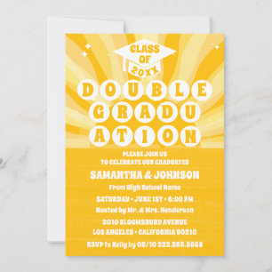 Retro Sunshine Double Graduation Party Invitation