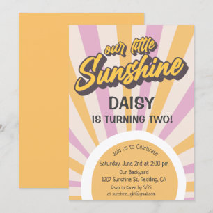 Retro Sunshine été Invitation d'anniversaire