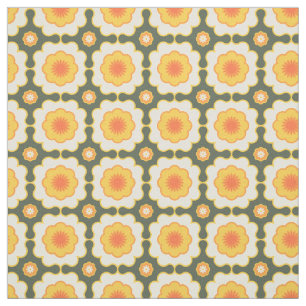 Retro Sunshine Flower 70s Geometric Floral Pattern Fabric