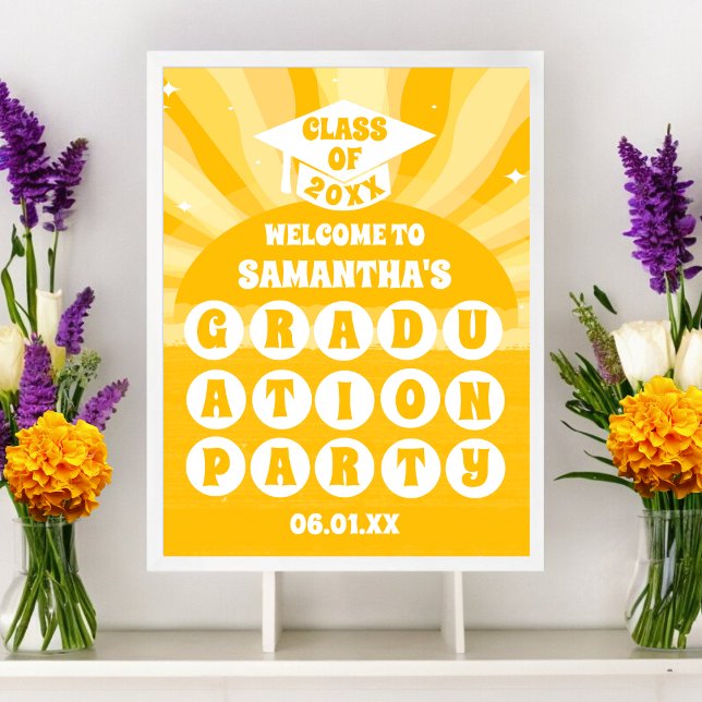 Retro Sunshine Graduation Party Welcome Poster (Creator Uploaded)