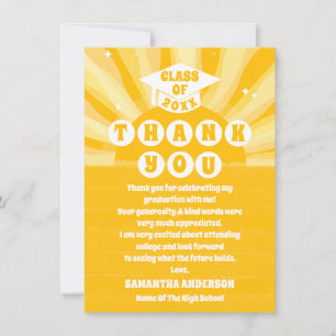 Retro Sunshine Graduation Thank You Card