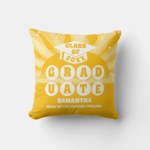 Retro Sunshine Graduation Throw Pillow