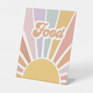 Retro Sunshine Groovy Baby Shower Food Pedestal Sign