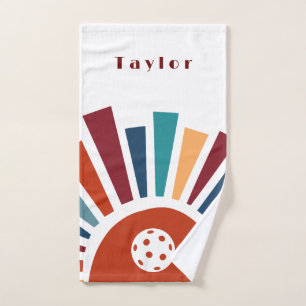 Retro Sunshine Orange White Green Pickleball Towel
