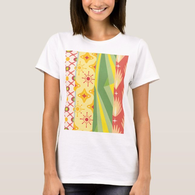 Retro Sunshine Patterns – Bold Colorful  T-Shirt (Front)