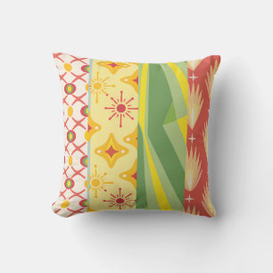 Retro Sunshine Patterns – Bold Colorful  Throw Pillow