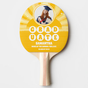 Retro Sunshine Photo Graduation Ping Pong Paddle