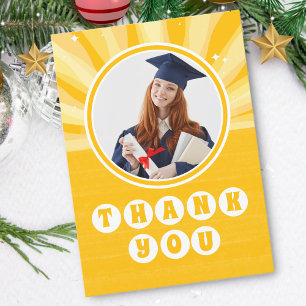 Retro Sunshine Photo Graduation  Thank You Card